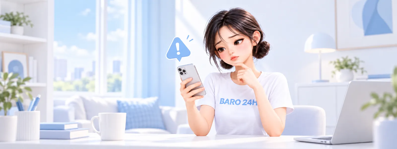 「문자 · 링크 피해 예방」 주제를 표현한 3D 인물 일러스트
